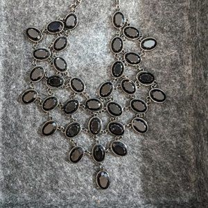 Black gemstone statement necklace